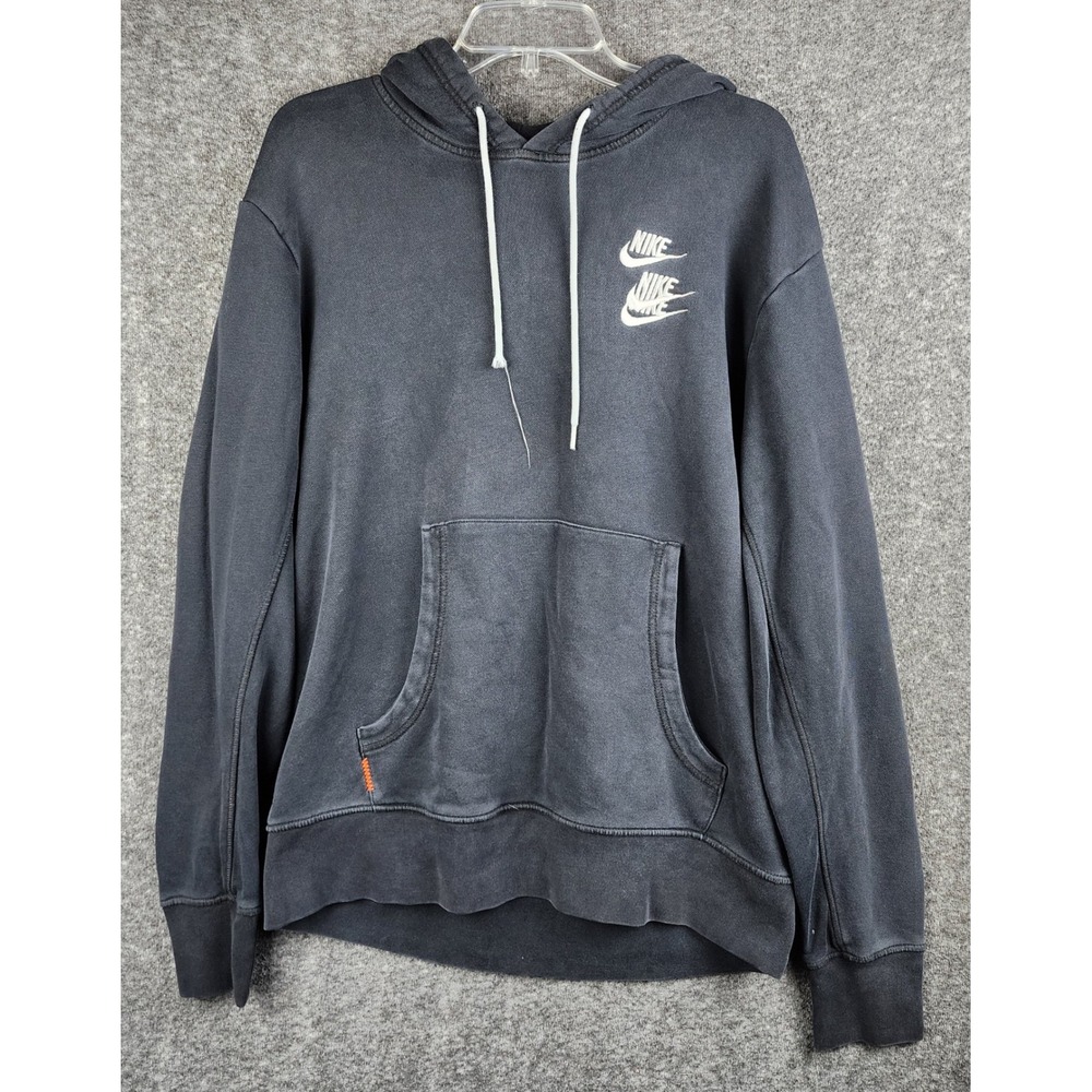 Nike Hoodie Mens Medium World Tour Black Graphic Pullover Long Sleeve EUC